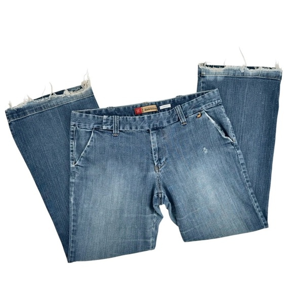 Vintage Old Navy Trouser Jeans Y2K Ultra Low Waist Wide Leg Distressed | 16 33" - Picture 7 of 13